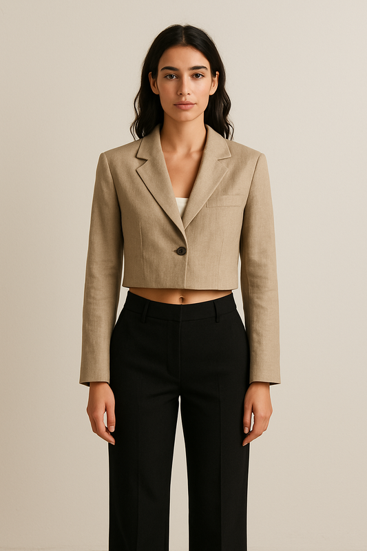 תמר | בלייזר פשתן קצר